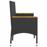 vidaXL Tuinbank 3-zits met kussens poly rattan zwart