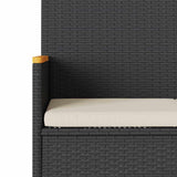 vidaXL Tuinbank 3-zits met kussens poly rattan zwart