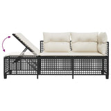 vidaXL 3-delige Loungeset met kussens poly rattan zwart