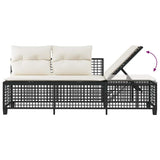 vidaXL 3-delige Loungeset met kussens poly rattan zwart