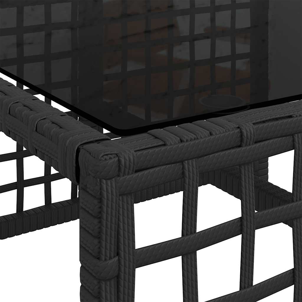 vidaXL 3-delige Loungeset met kussens poly rattan zwart