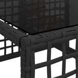 vidaXL 3-delige Loungeset met kussens poly rattan zwart