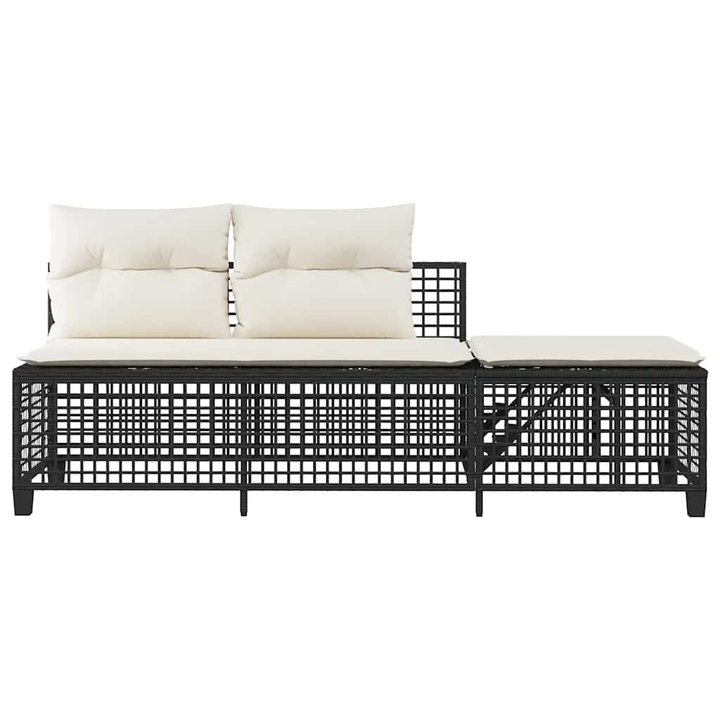 vidaXL 3-delige Loungeset met kussens poly rattan zwart