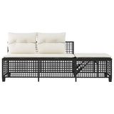 vidaXL 3-delige Loungeset met kussens poly rattan zwart