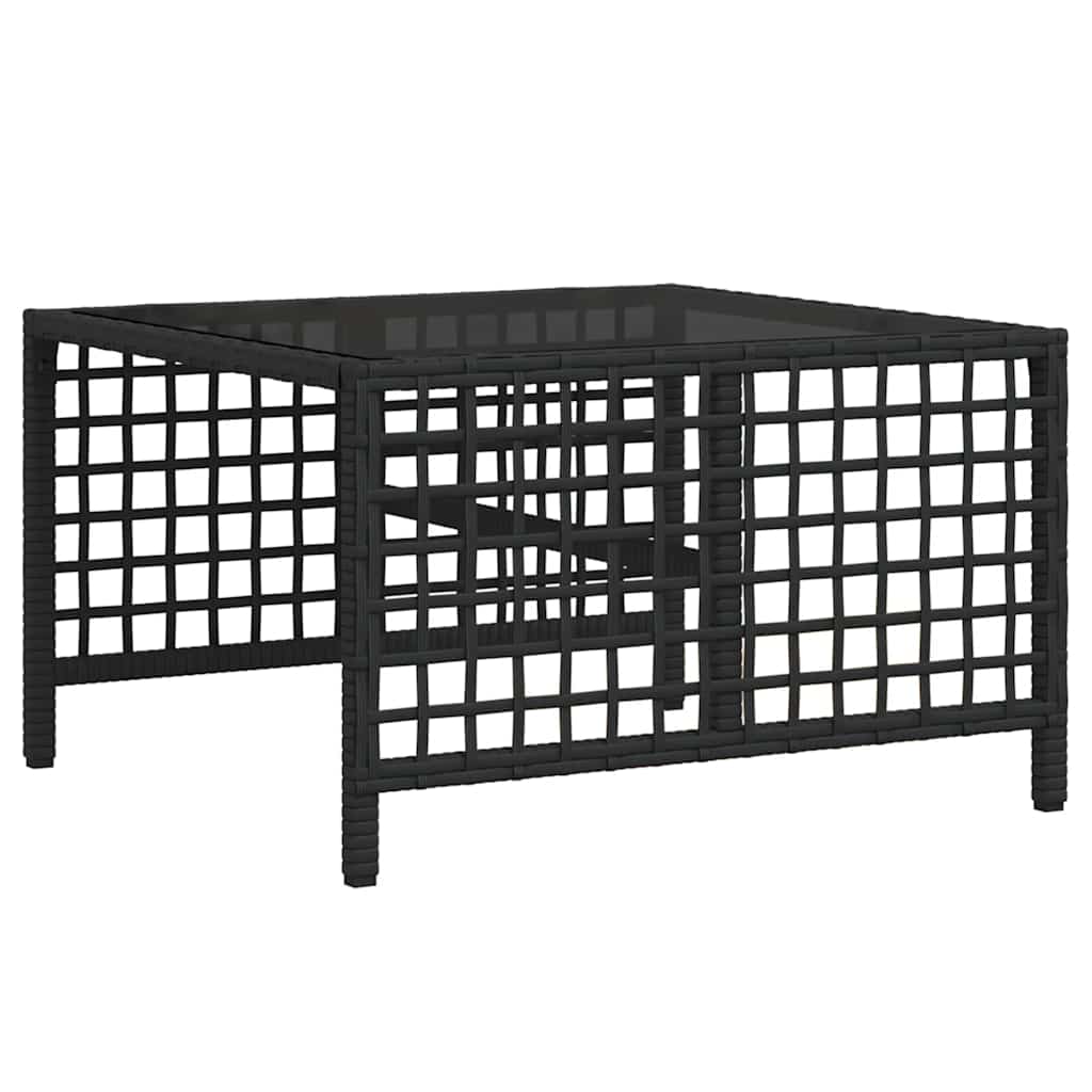 vidaXL 3-delige Loungeset met kussens poly rattan zwart