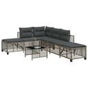 vidaXL 3-delige Loungeset met kussens poly rattan zwart
