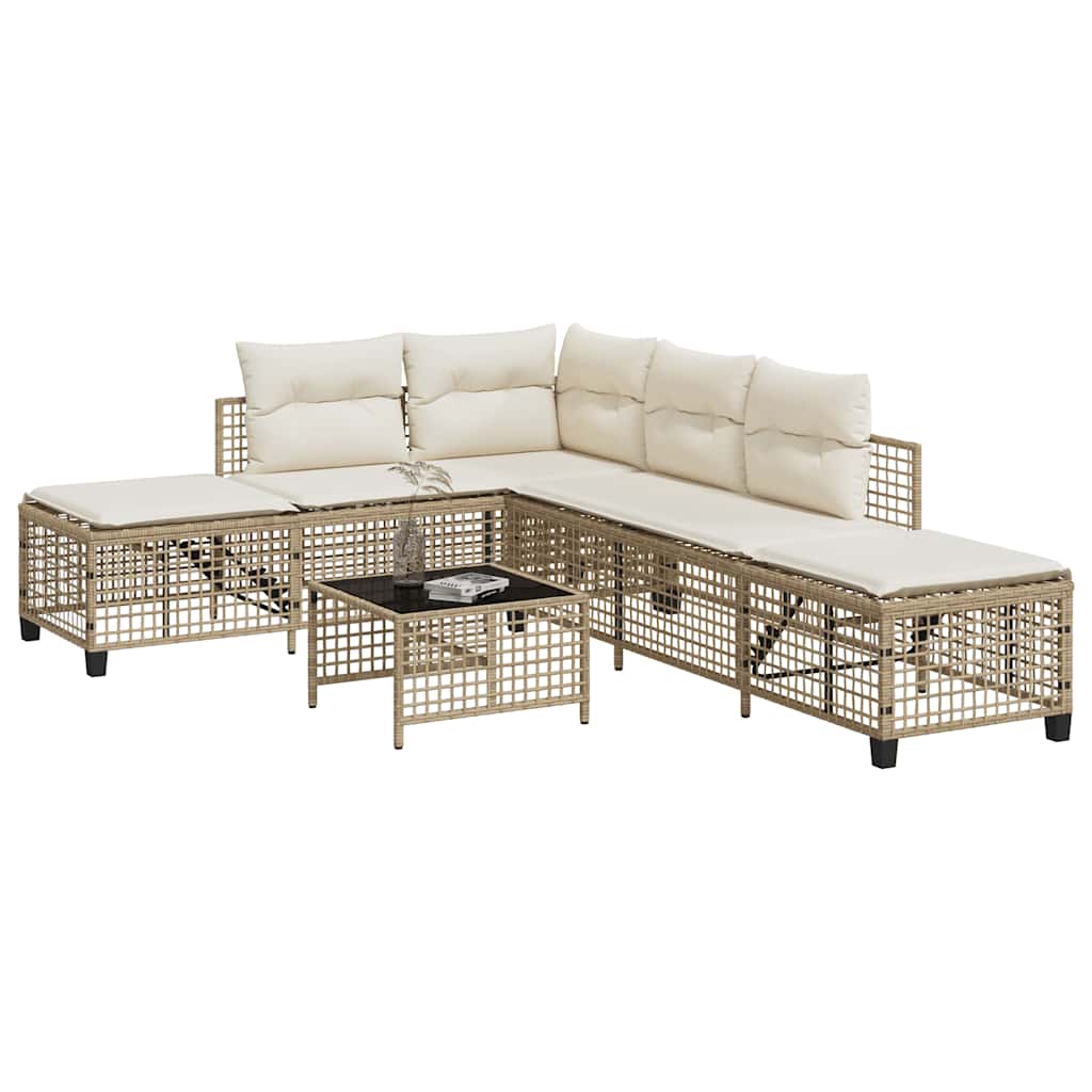 vidaXL 3-delige Loungeset met kussens poly rattan zwart
