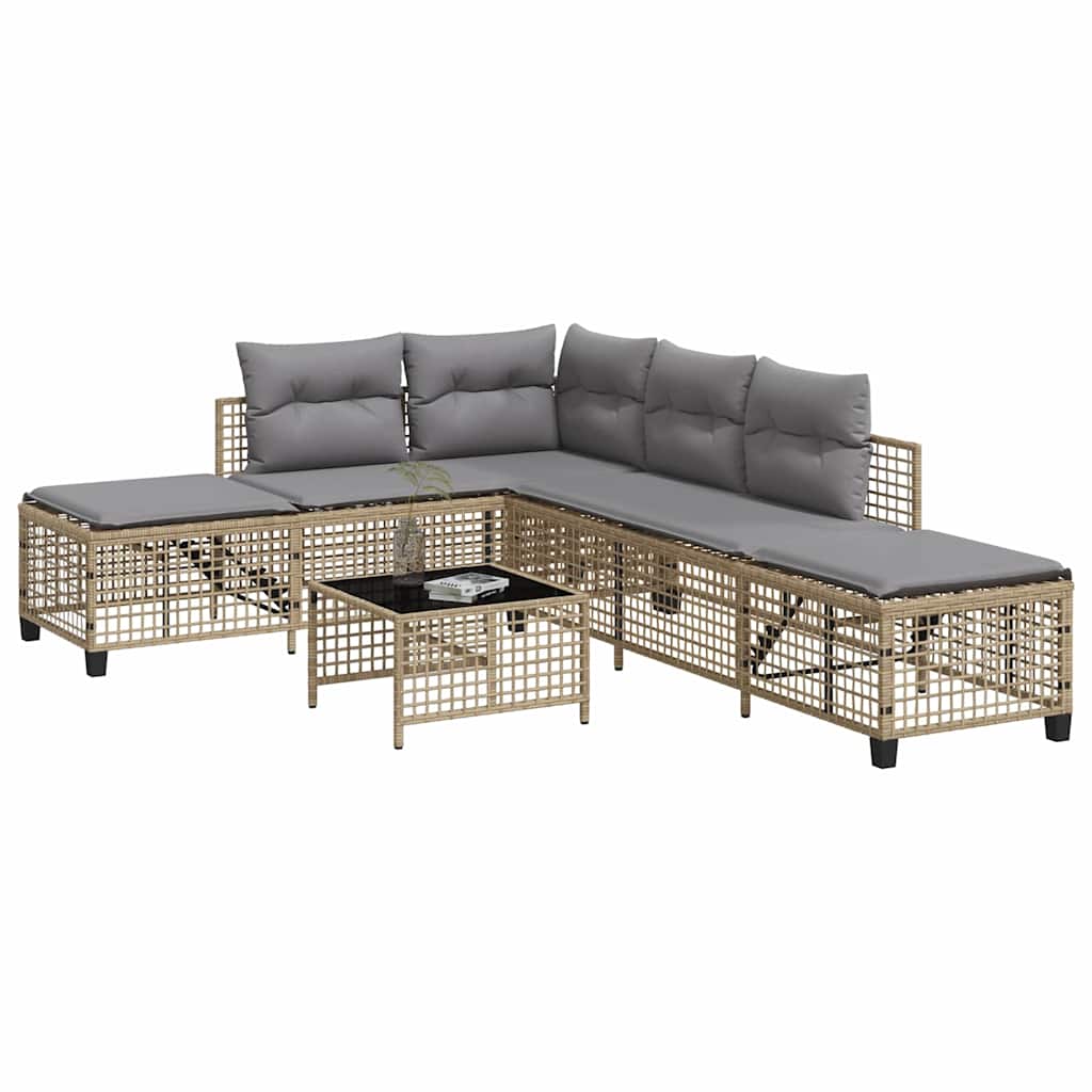 vidaXL 3-delige Loungeset met kussens poly rattan zwart