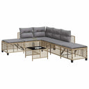 vidaXL 3-delige Loungeset met kussens poly rattan zwart