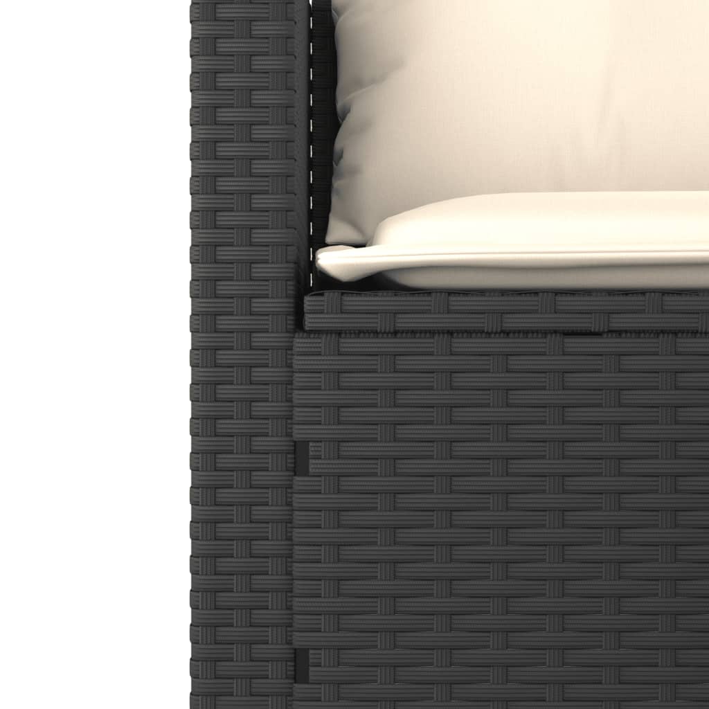 vidaXL 3-delige Loungeset met kussens poly rattan zwart