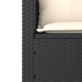 vidaXL 3-delige Loungeset met kussens poly rattan zwart
