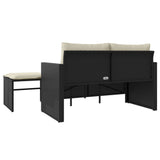 vidaXL 3-delige Loungeset met kussens poly rattan zwart