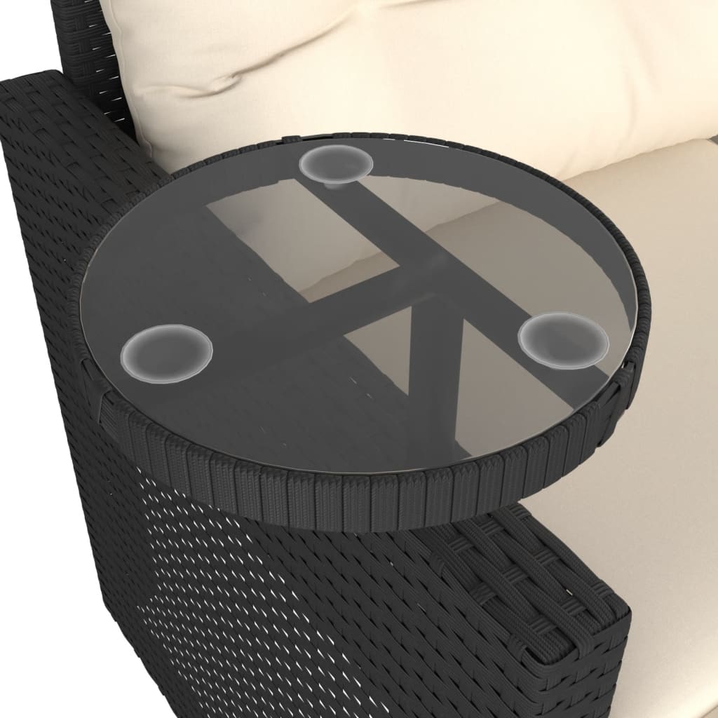 vidaXL 3-delige Loungeset met kussens poly rattan zwart