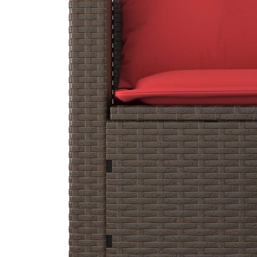 vidaXL 3-delige tuinbankset met kussens, grijs polyrotan