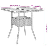 vidaXL Tuintafel met acaciahouten blad 80x80x75 cm poly rattan zwart