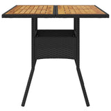 vidaXL Tuintafel met acaciahouten blad 80x80x75 cm poly rattan zwart