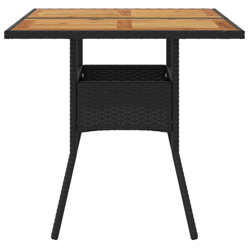 vidaXL Tuintafel met acaciahouten blad 80x80x75 cm poly rattan zwart