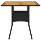 vidaXL Tuintafel met acaciahouten blad 80x80x75 cm poly rattan zwart