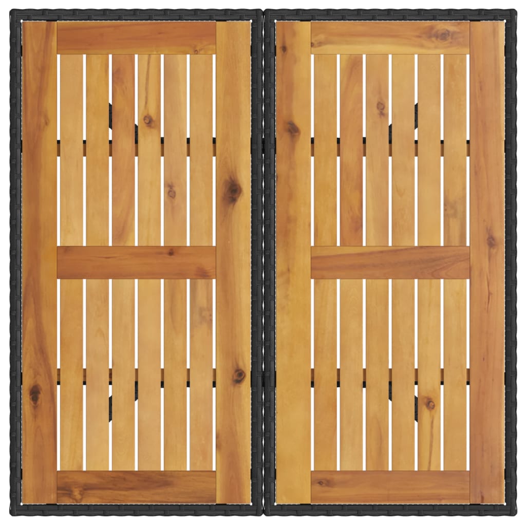 vidaXL Tuintafel met acaciahouten blad 80x80x75 cm poly rattan zwart