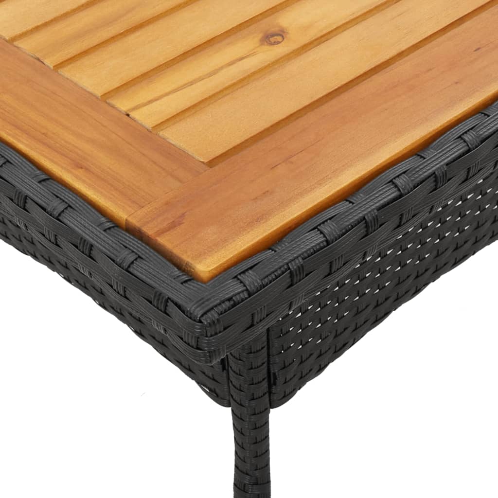 vidaXL Tuintafel met acaciahouten blad 80x80x75 cm poly rattan zwart