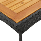 vidaXL Tuintafel met acaciahouten blad 80x80x75 cm poly rattan zwart