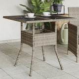 vidaXL Tuintafel met acaciahouten blad 80x80x75 cm poly rattan zwart