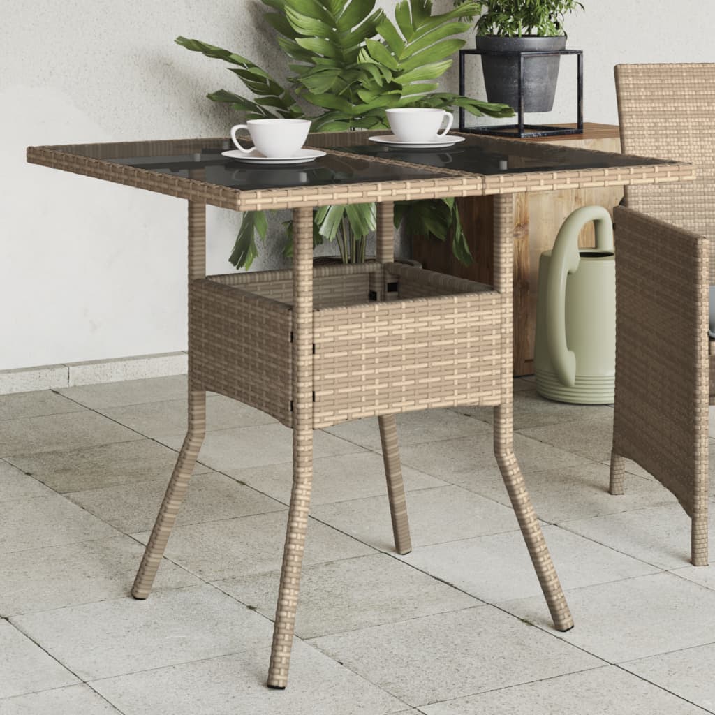 vidaXL Tuintafel met acaciahouten blad 80x80x75 cm poly rattan zwart