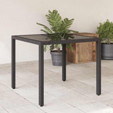 vidaXL Garden Dining Table with Glass Top 90x90x75 cm Poly Rattan