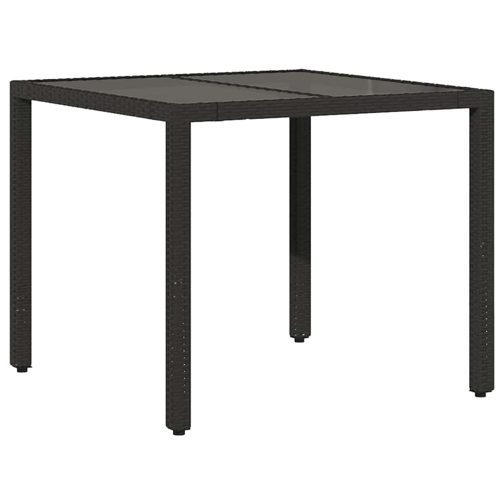 vidaXL Garden Dining Table with Glass Top 90x90x75 cm Poly Rattan