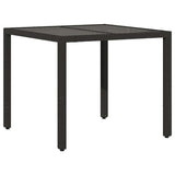 vidaXL Garden Dining Table with Glass Top 90x90x75 cm Poly Rattan