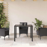 vidaXL Garden Dining Table with Glass Top 90x90x75 cm Poly Rattan