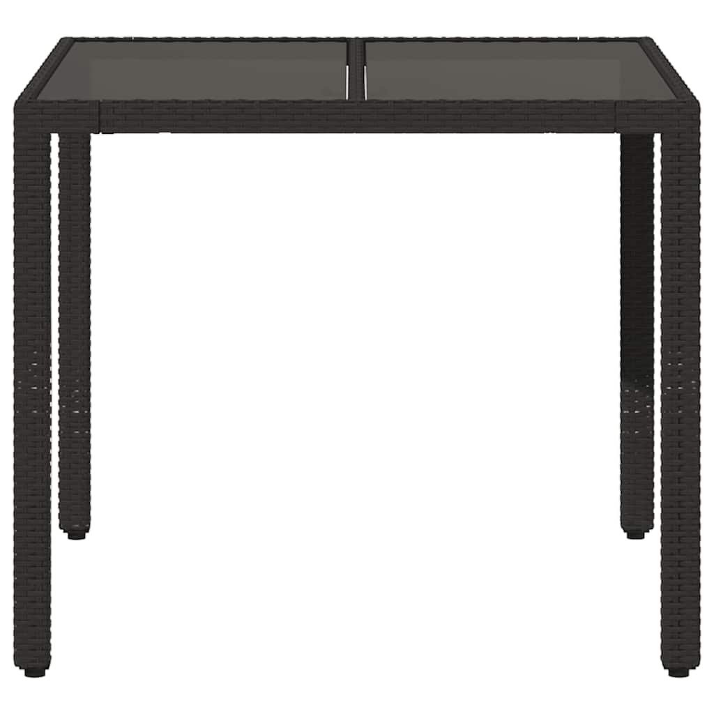 vidaXL Garden Dining Table with Glass Top 90x90x75 cm Poly Rattan