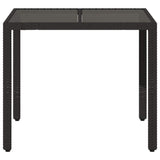vidaXL Garden Dining Table with Glass Top 90x90x75 cm Poly Rattan
