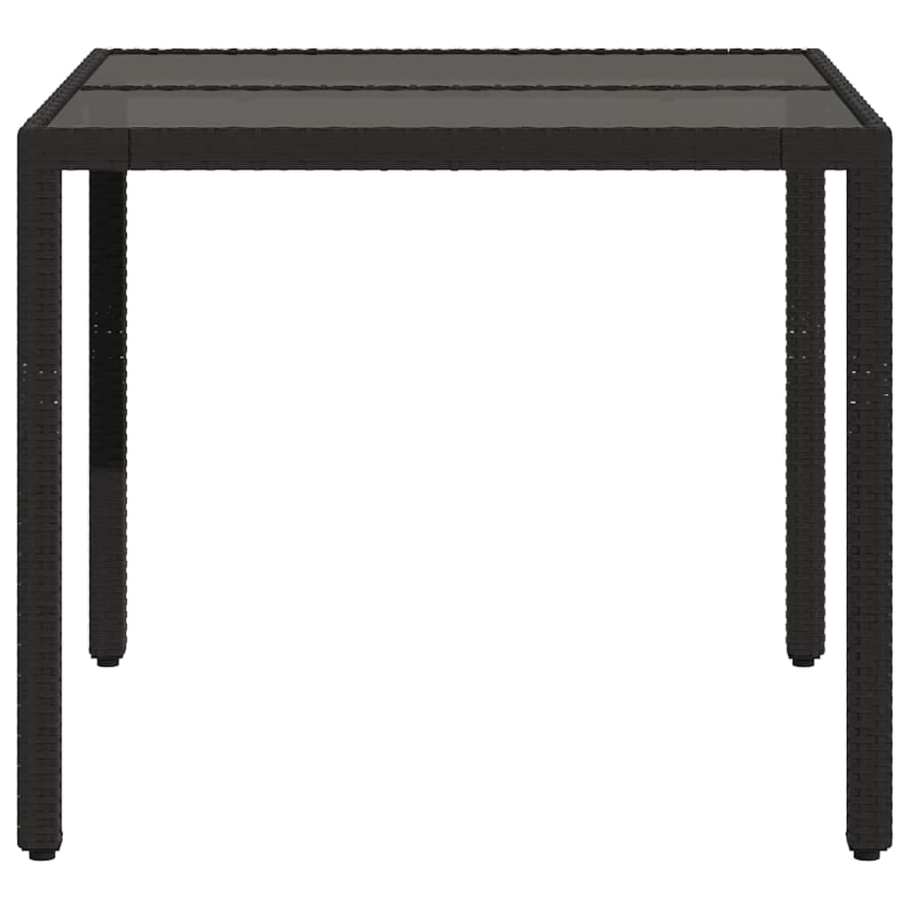 vidaXL Garden Dining Table with Glass Top 90x90x75 cm Poly Rattan