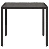 vidaXL Garden Dining Table with Glass Top 90x90x75 cm Poly Rattan