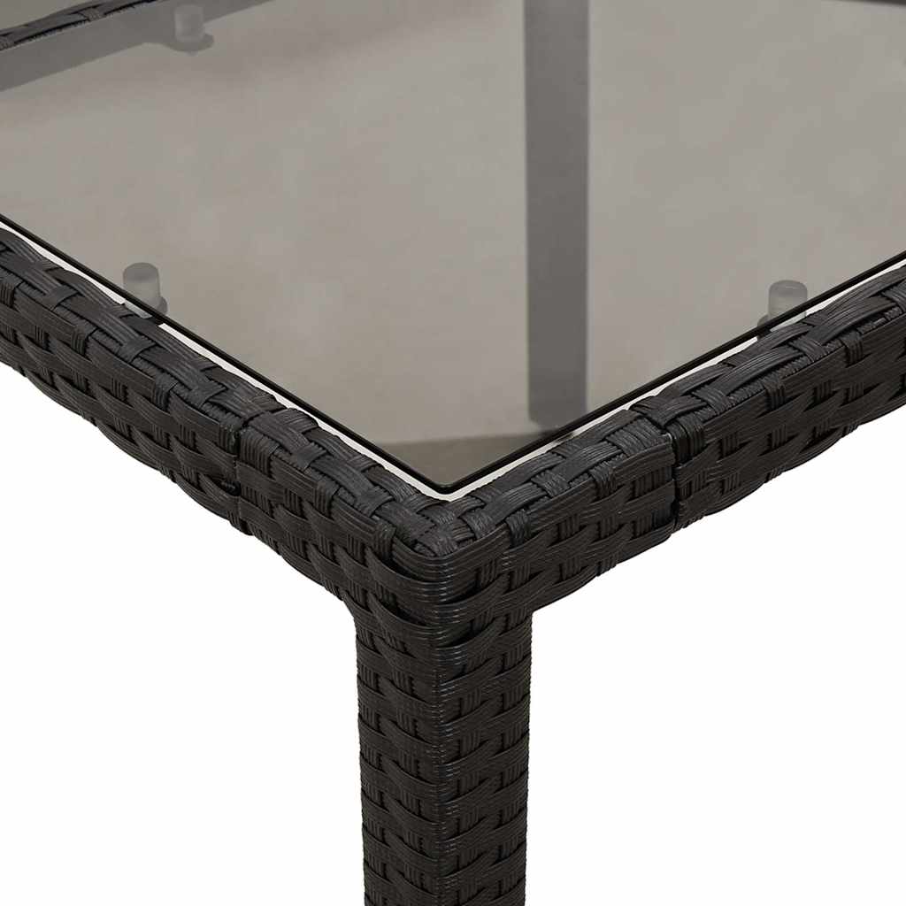 vidaXL Garden Dining Table with Glass Top 90x90x75 cm Poly Rattan