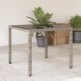 vidaXL Garden Dining Table with Glass Top 90x90x75 cm Poly Rattan