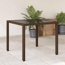 vidaXL Garden Dining Table with Glass Top 90x90x75 cm Poly Rattan