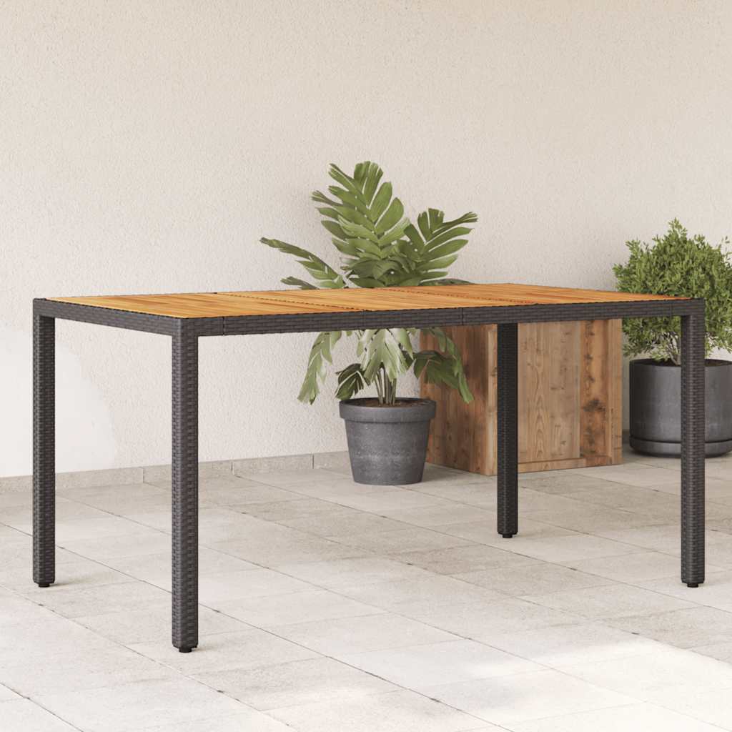vidaXL Tuintafel 190x90x75 cm acaciahout en poly rattan zwart