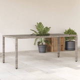 vidaXL Tuintafel met glazen blad 190x90x75 cm poly rattan zwart