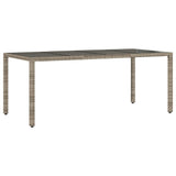 vidaXL Tuintafel met glazen blad 190x90x75 cm poly rattan zwart