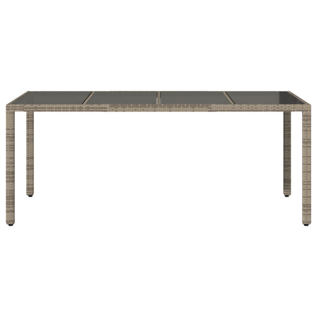 vidaXL Tuintafel met glazen blad 190x90x75 cm poly rattan zwart