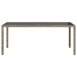 vidaXL Tuintafel met glazen blad 190x90x75 cm poly rattan zwart