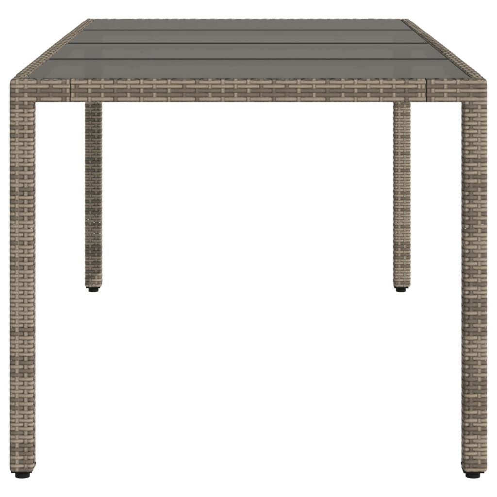 vidaXL Tuintafel met glazen blad 190x90x75 cm poly rattan zwart
