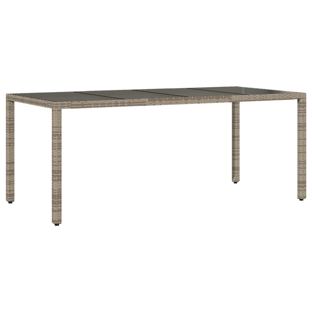 vidaXL Tuintafel met glazen blad 190x90x75 cm poly rattan zwart
