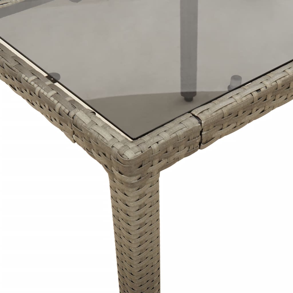 vidaXL Tuintafel met glazen blad 190x90x75 cm poly rattan zwart