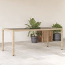 vidaXL Tuintafel met glazen blad 190x90x75 cm poly rattan zwart