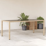 vidaXL Tuintafel met glazen blad 190x90x75 cm poly rattan zwart