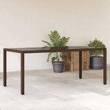 vidaXL Tuintafel met glazen blad 190x90x75 cm poly rattan zwart