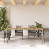 vidaXL Tuintafel met acaciahouten blad 190x90x75 cm poly rattan zwart